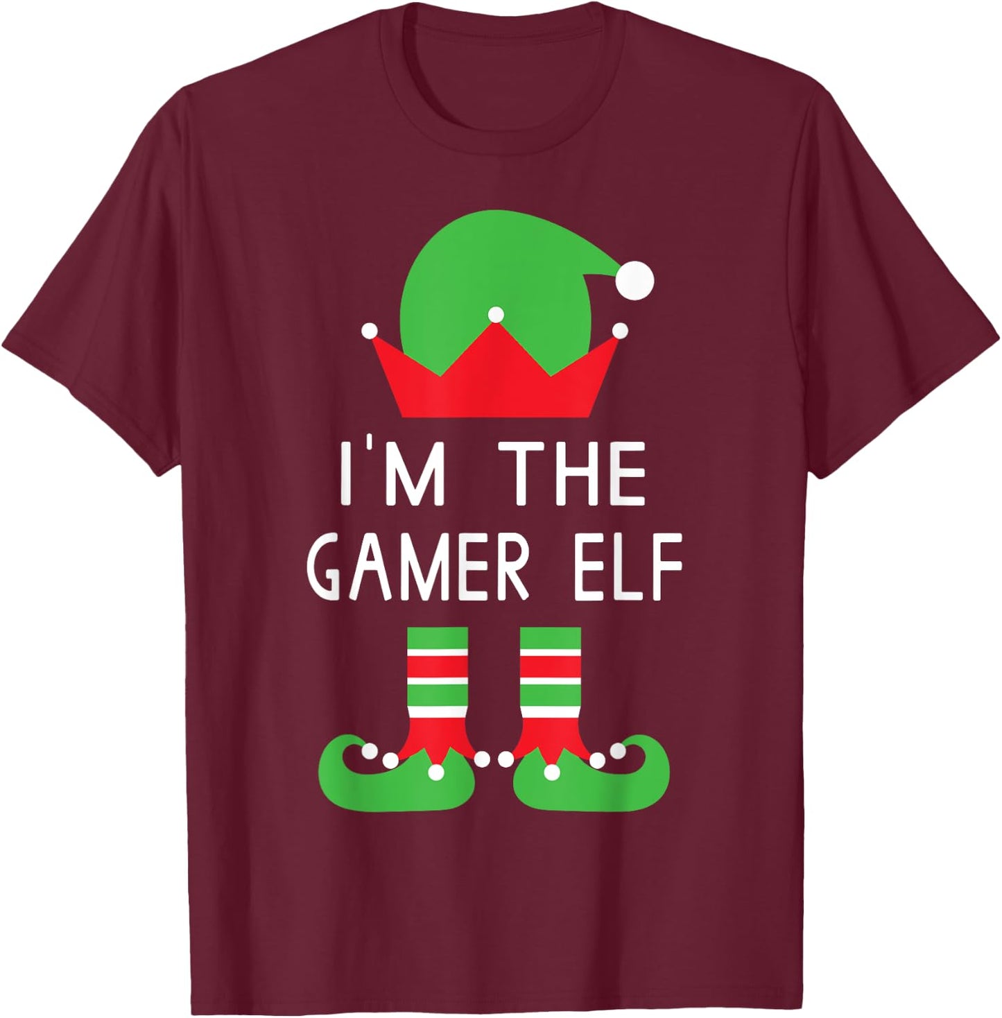 I'm The Gamer Elf Funny Christmas T Shirt T-Shirt - T-Shirt | Maroon