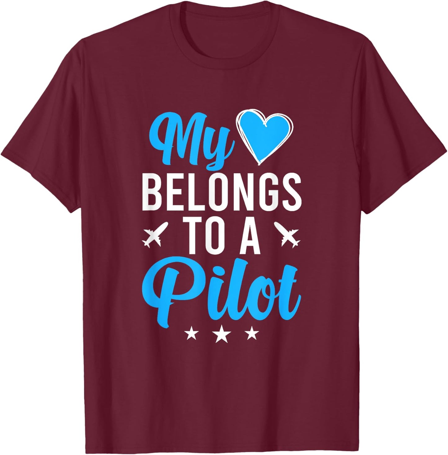 My Heart Pilot's Wife Of A Pilot Wife Airplane Pilot Wife T-Shirt - T-Shirt | Maroon