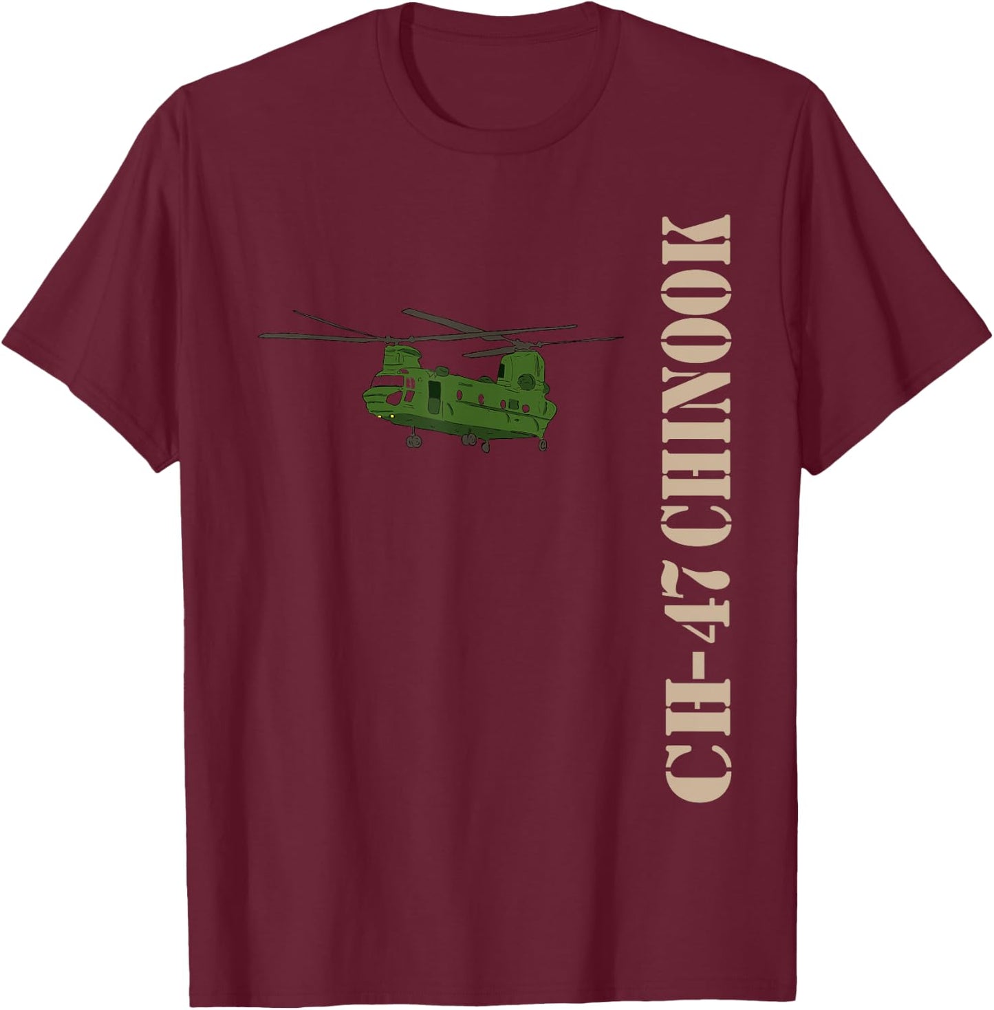 Chinook Helicopter T Shirt 15U MOS CH 47 Army Helicopter T-Shirt - T-Shirt | Maroon