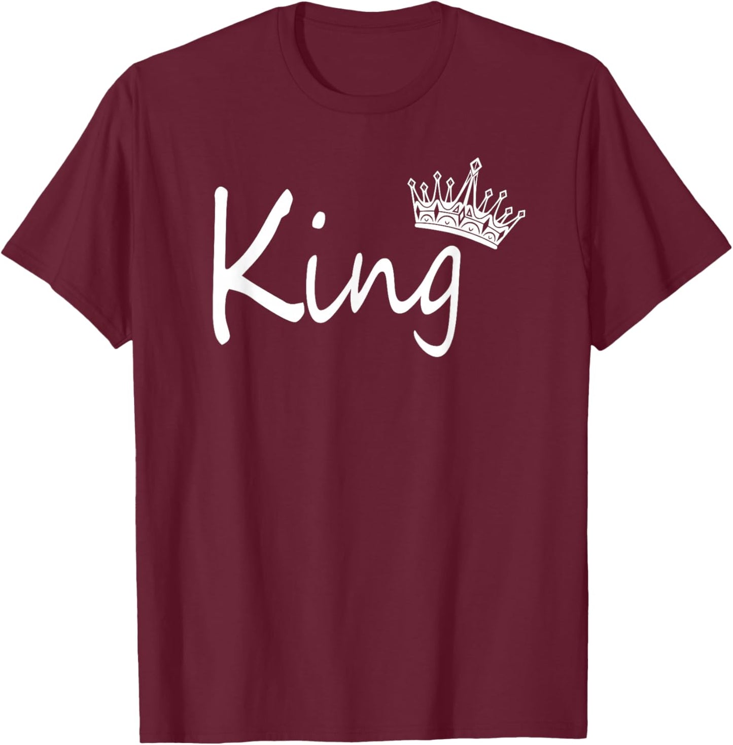 King and Queen Crown Matching Couple Design and Her T-Shirt - T-Shirt | Maroon