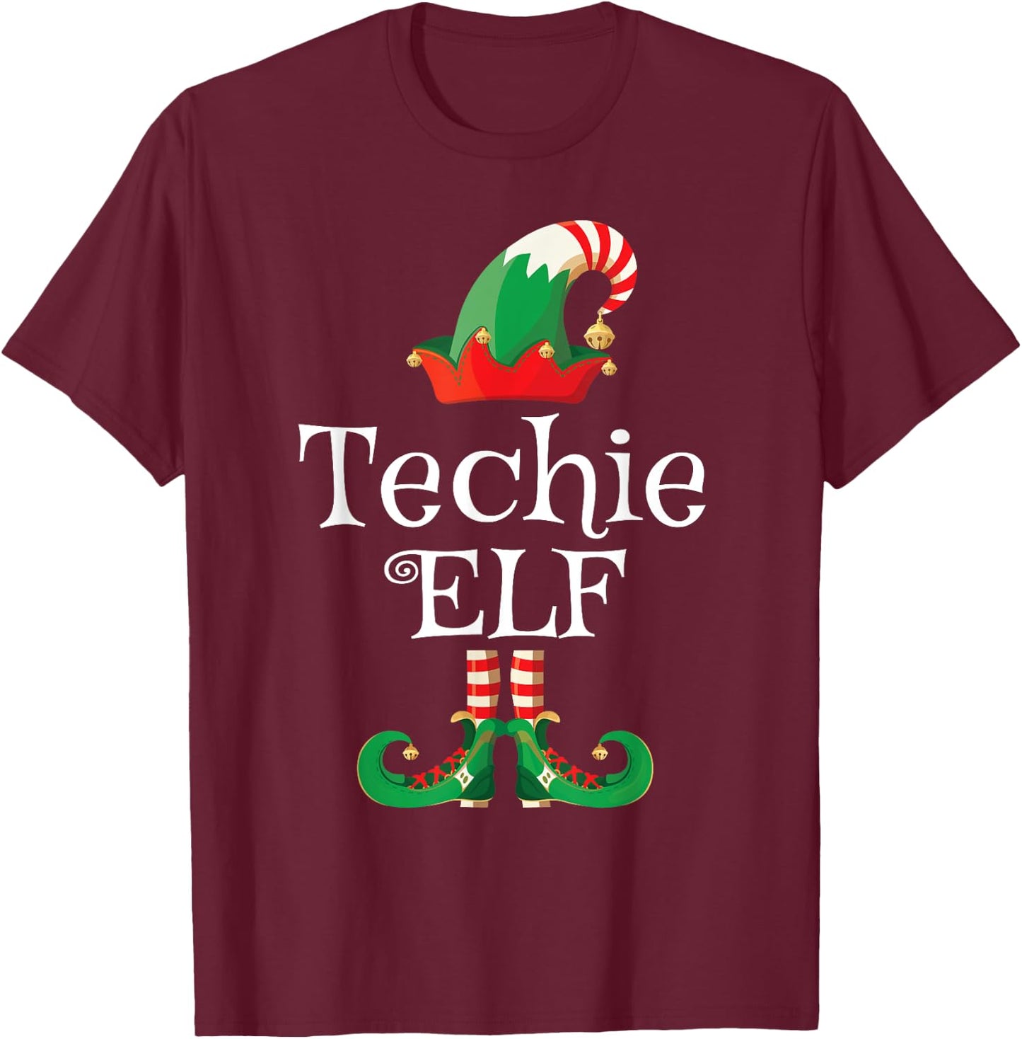 Techie Tech Elf Shirt Funny Costume Matching Christmas T-Shirt - T-Shirt | Maroon