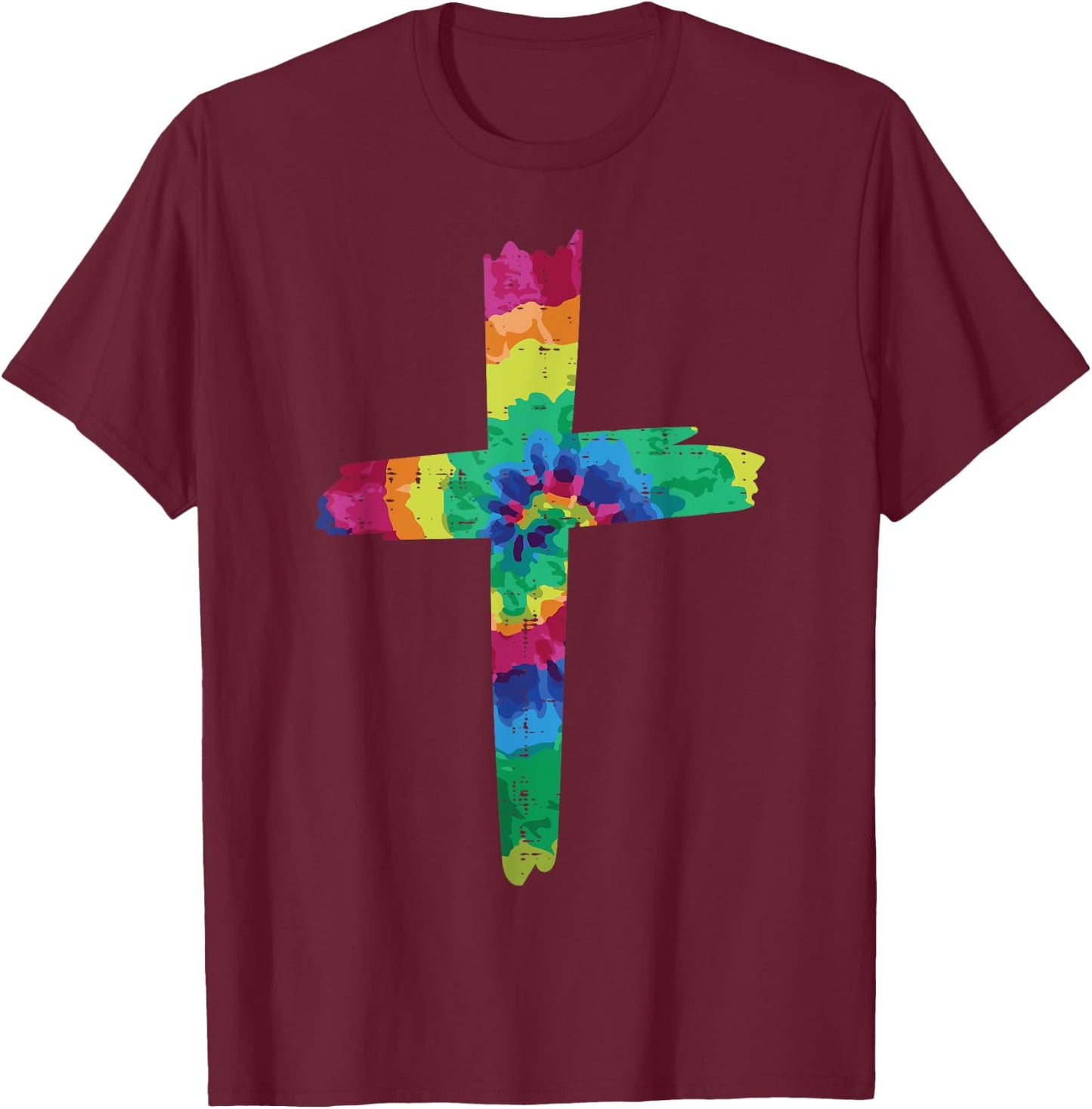 Tie Dye Cross God Jesus Faith Hippie Christian Men Women T-Shirt - T-Shirt | Maroon