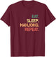 Mahjong Eat Sleep Repeat China Game Gifts Women T-Shirt - T-Shirt | Maroon