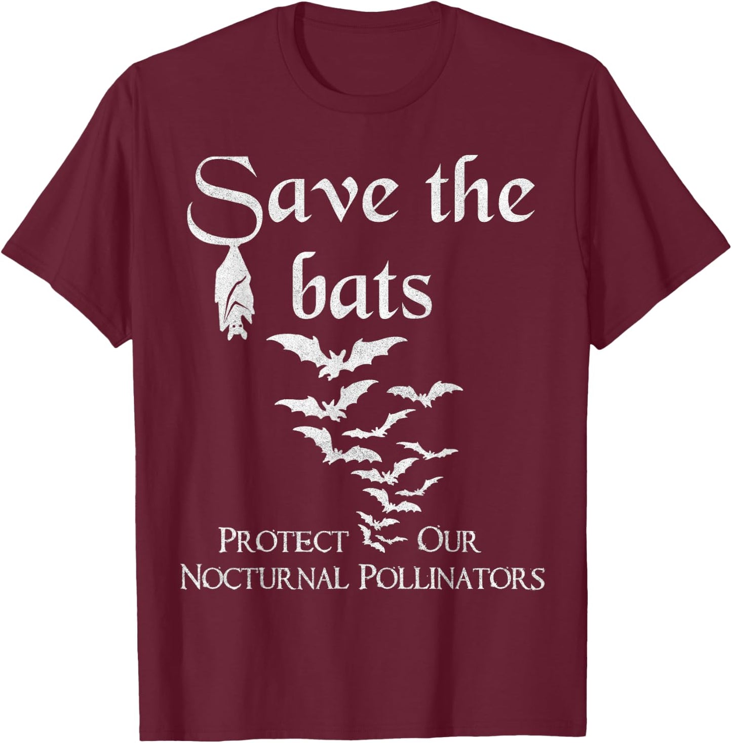 Bat biology Save the bats Protect our nocturnal pollinators T-Shirt - T-Shirt | Maroon
