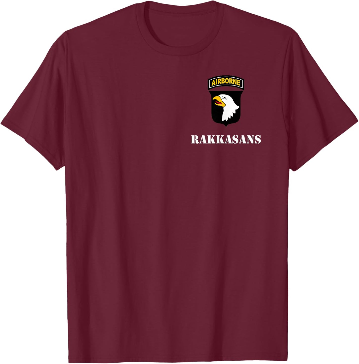 101st Airborne Shirt - White "Rakkasans" - Classic T-Shirt - T-Shirt | Maroon