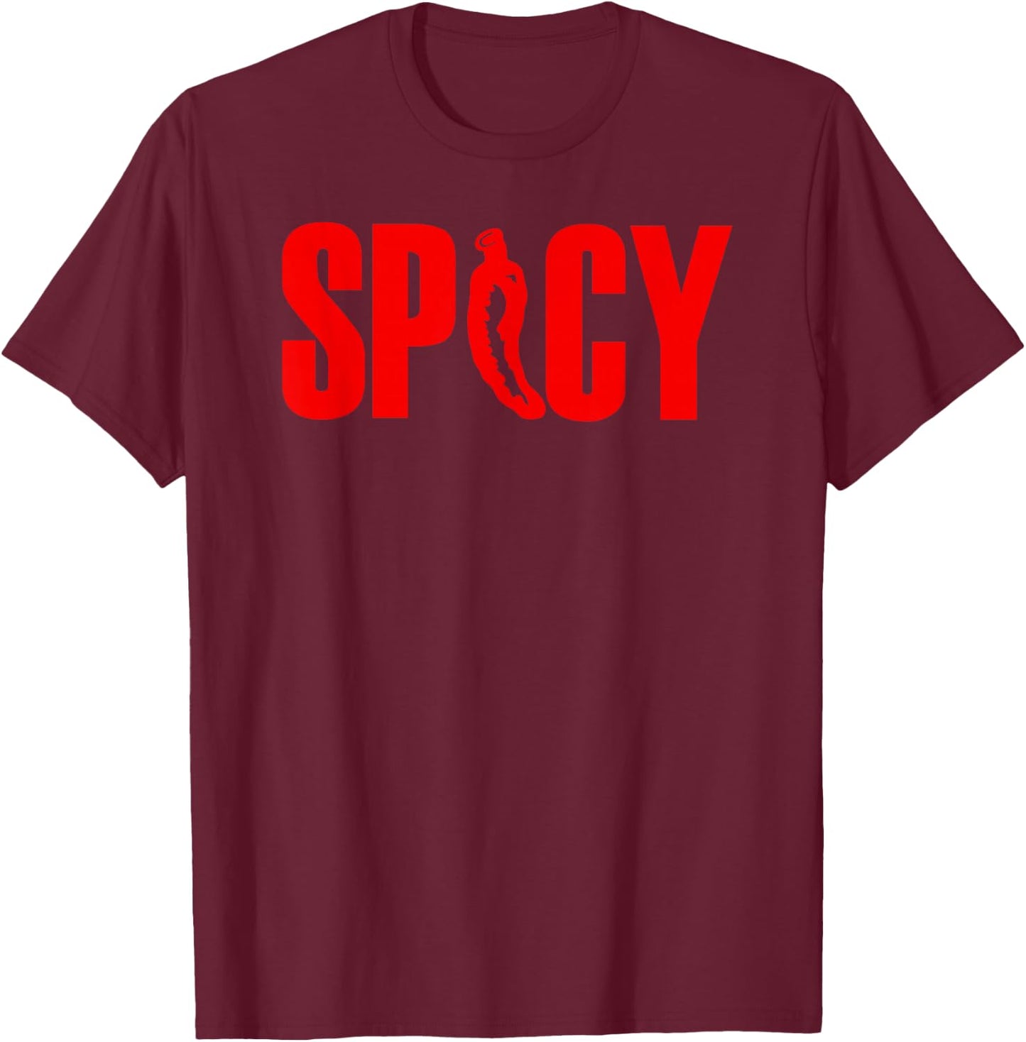 Spicy Chilli Pepper Novelty Flaming Hot Spicy Pepper T-Shirt - T-Shirt | Maroon