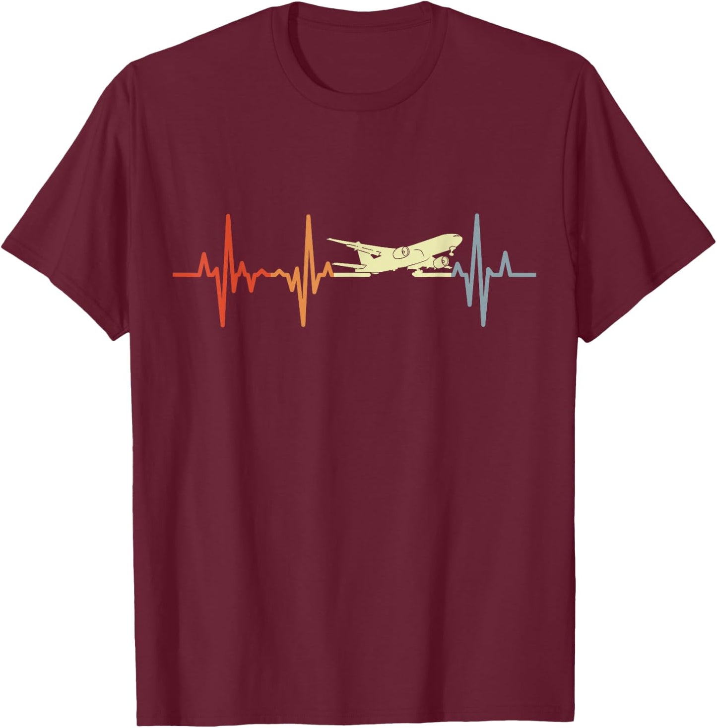 Vintage Airplanes Heartline Aviation Lover T-Shirt - T-Shirt | Maroon
