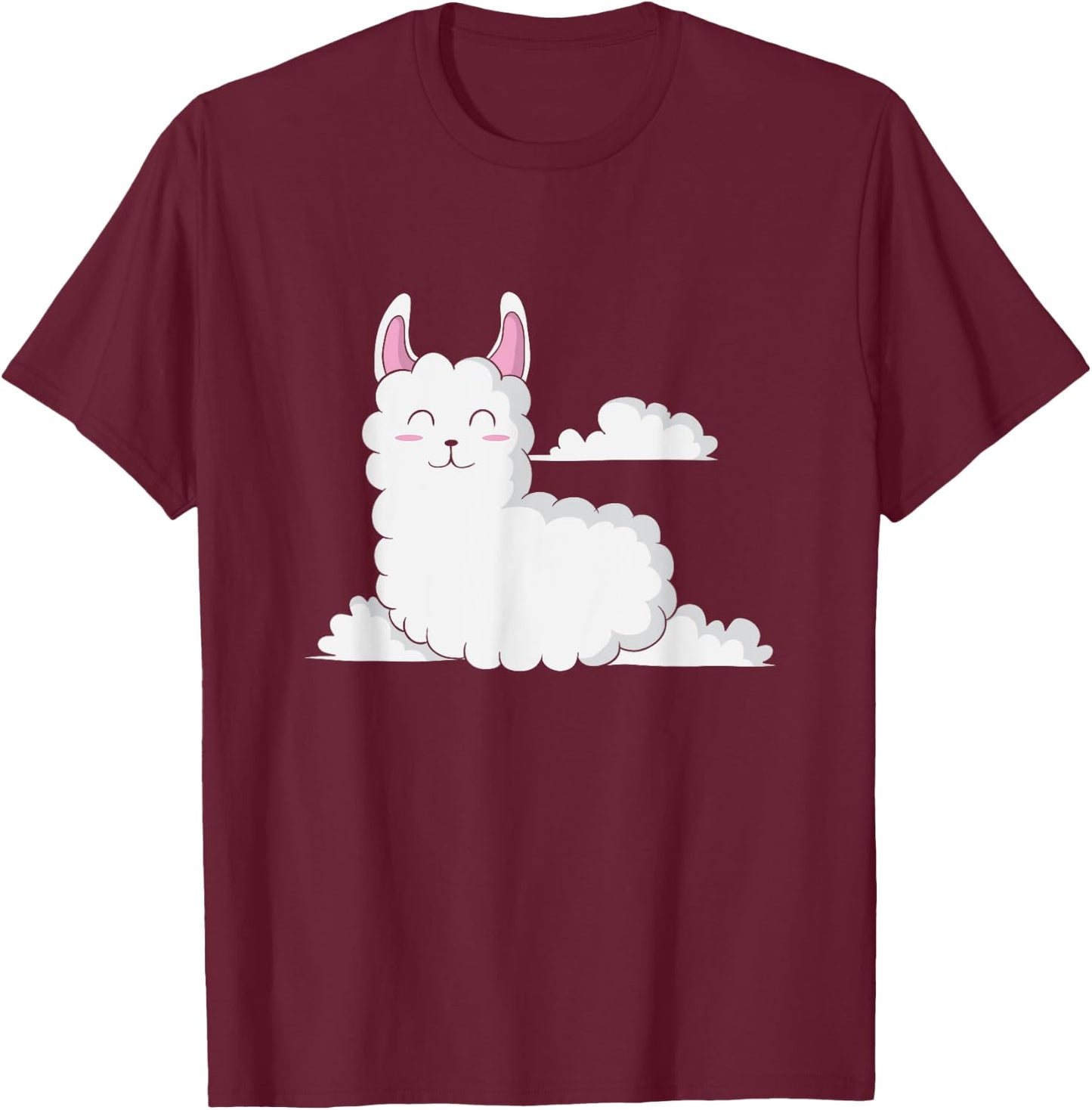 Llama on Clouds T-Shirt - T-Shirt | Maroon