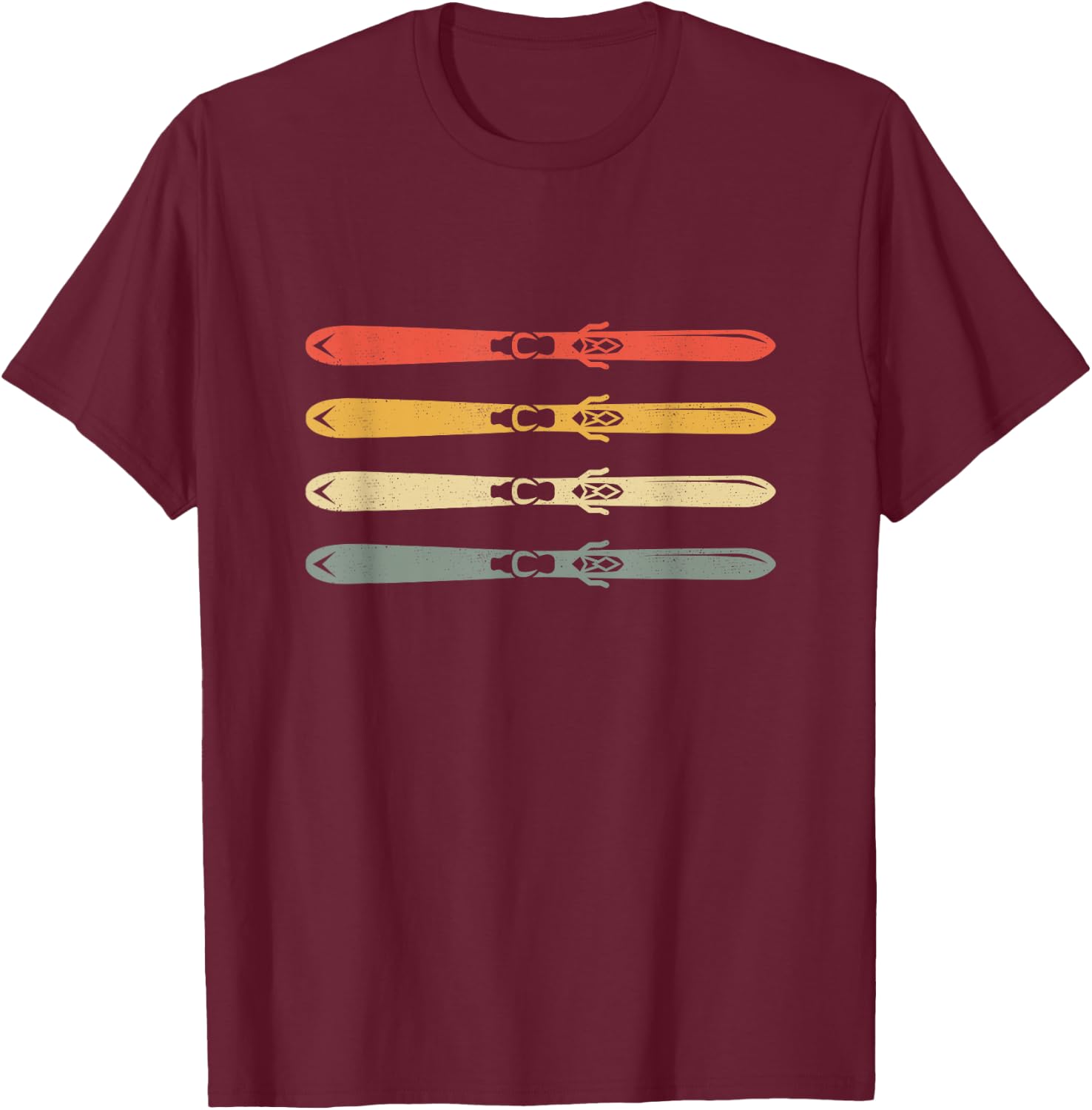 Ski Clothing for Skiers -Kids, Girls Black Ski T-Shirt - T-Shirt | Maroon
