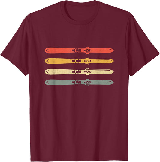 Ski Clothing for Skiers -Kids, Girls Black Ski T-Shirt - T-Shirt | Maroon
