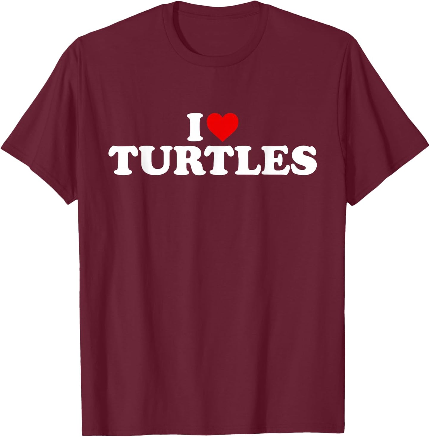 I Love Turtles - Heart T-Shirt - T-Shirt | Maroon