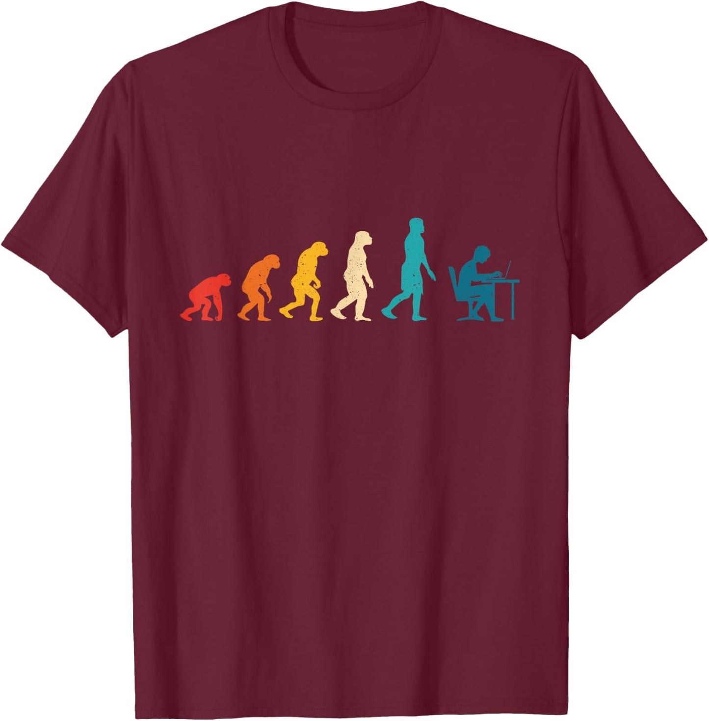 Evolution of Man Computer Programmer Funny Geek Lover IT T-Shirt - T-Shirt | Maroon