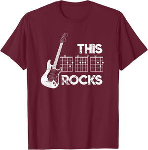 This DAD Rocks Guitar Chords - Guitarist Fathers Day T-Shirt - T-Shirt | Maroon