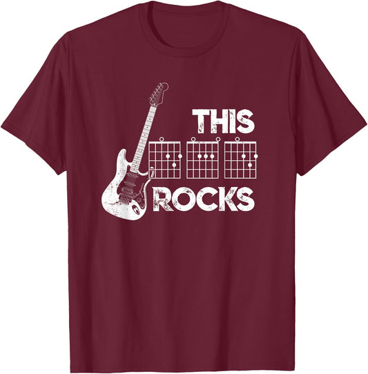 This DAD Rocks Guitar Chords - Guitarist Fathers Day T-Shirt - T-Shirt | Maroon