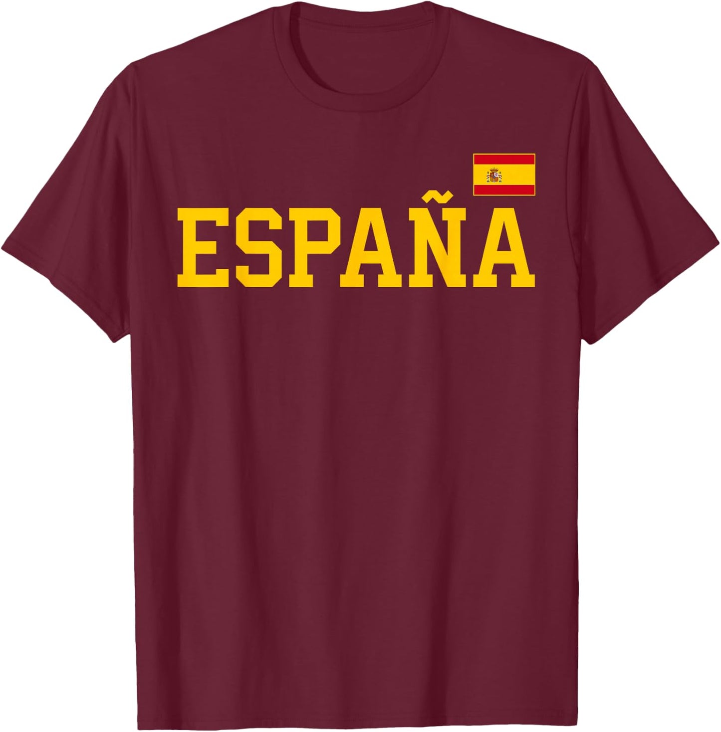 Spain T Shirt Women Men Kids Spanish Flag Red España T-Shirt - T-Shirt | Maroon