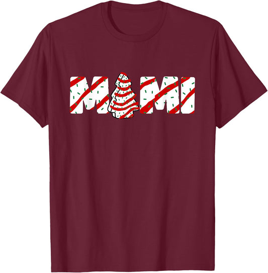 Christmas Tree Cake Matching Family Party Pajama Mimi T-Shirt - T-Shirt | Maroon