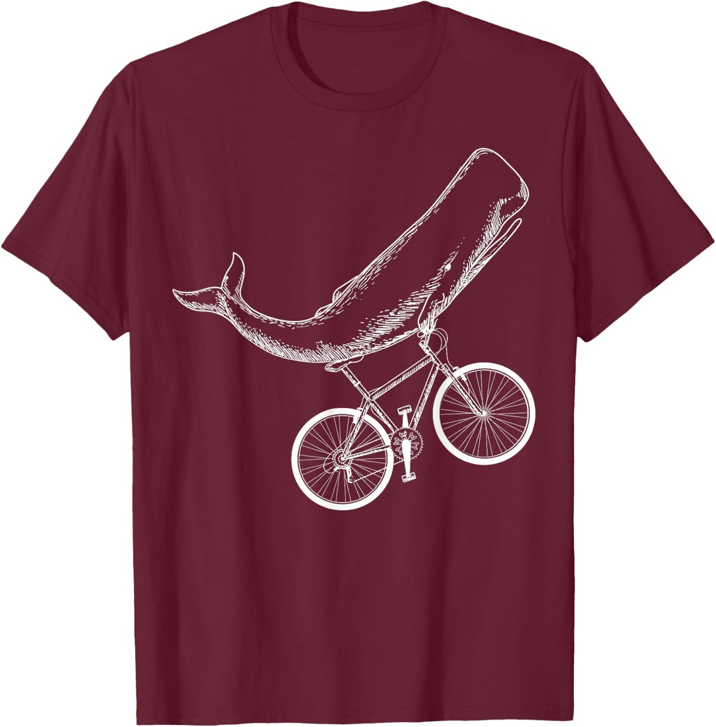 Whale Mountain Bike Biker Biking MTB Cyclist Bicycle T-Shirt - T-Shirt | Maroon