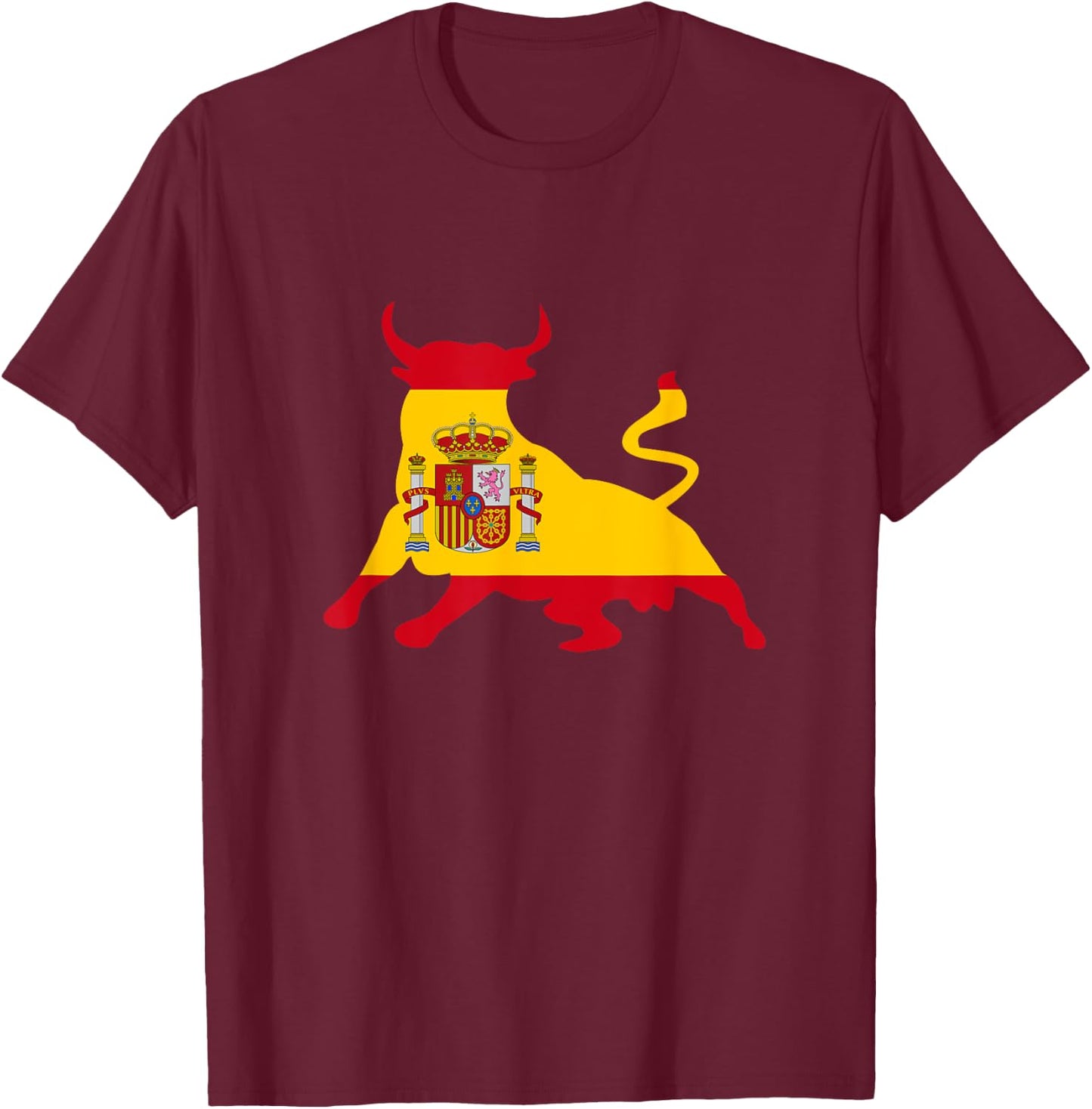 Spanish Flag Bull Fighting Running with the Bulls Spain T-Shirt - T-Shirt | Maroon
