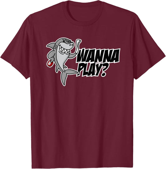 Wanna play Octopush shark funny underwater hockey player T-Shirt - T-Shirt | Maroon
