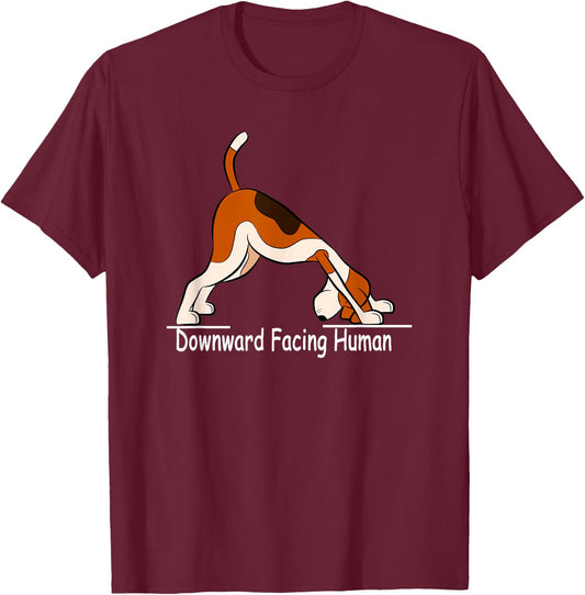 Downward Facing Human | Funny Yoga T-Shirt - T-Shirt | Maroon