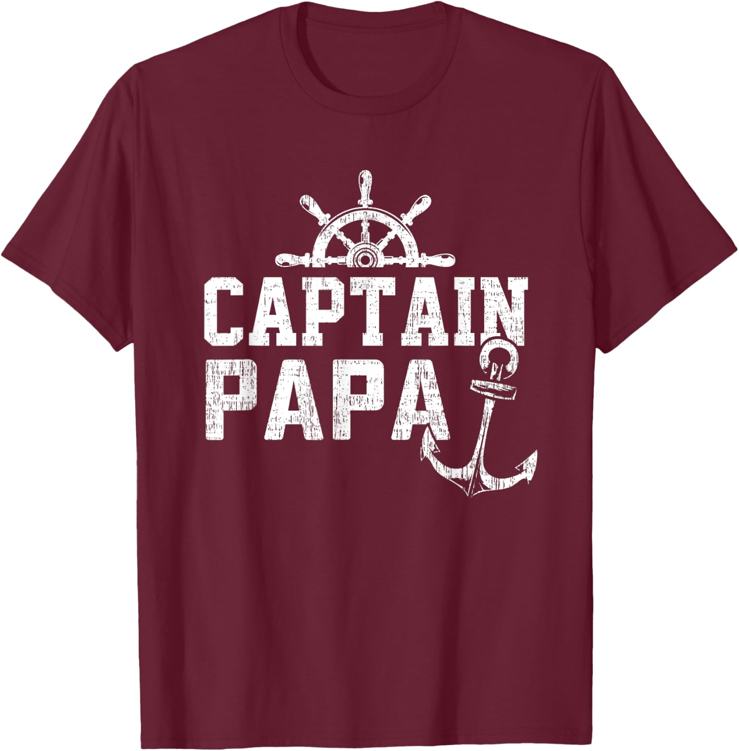 Captain Papa Pontoon Boating Fishing Lake Sailing Family T-Shirt - T-Shirt | Maroon