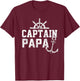 Captain Papa Pontoon Boating Fishing Lake Sailing Family T-Shirt - T-Shirt | Maroon