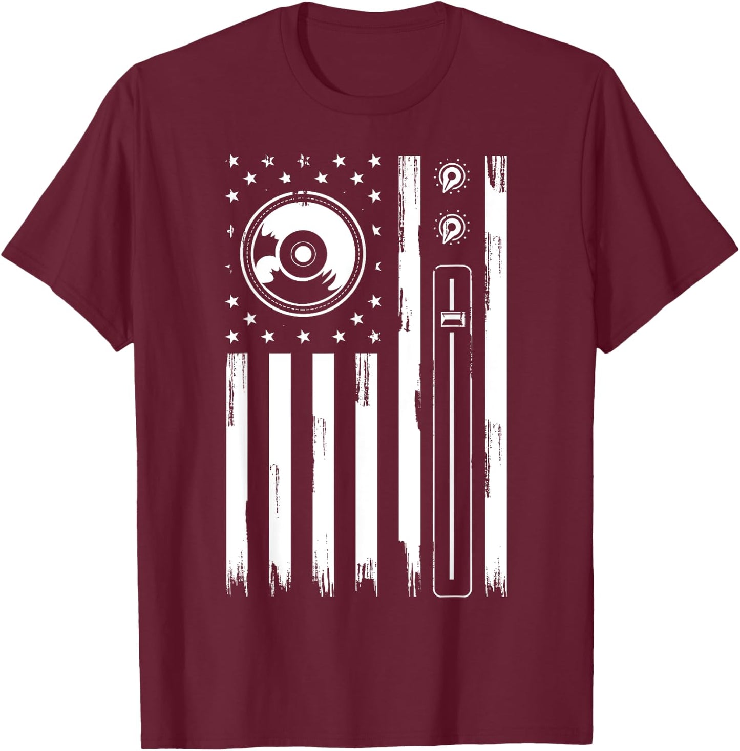 Cool Music Producer Women American Flag Patriotic DJ T-Shirt - T-Shirt | Maroon
