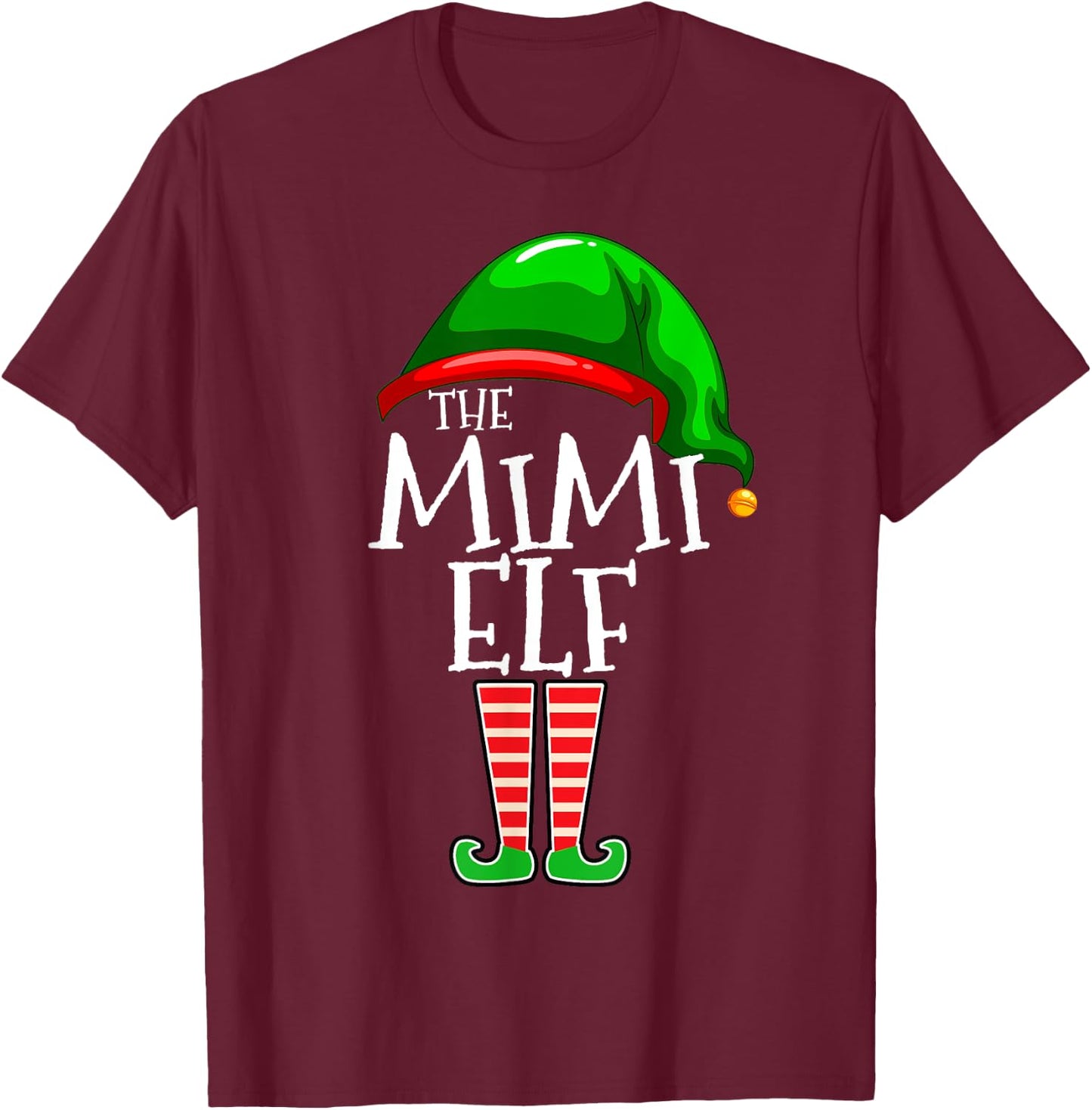 Mimi Elf Family Matching Group Christmas Gift Grandma Funny T-Shirt - T-Shirt | Maroon