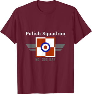 Polish Squadron 303 RAF Poles in Battle of Britain WW2 T-Shirt - T-Shirt | Maroon