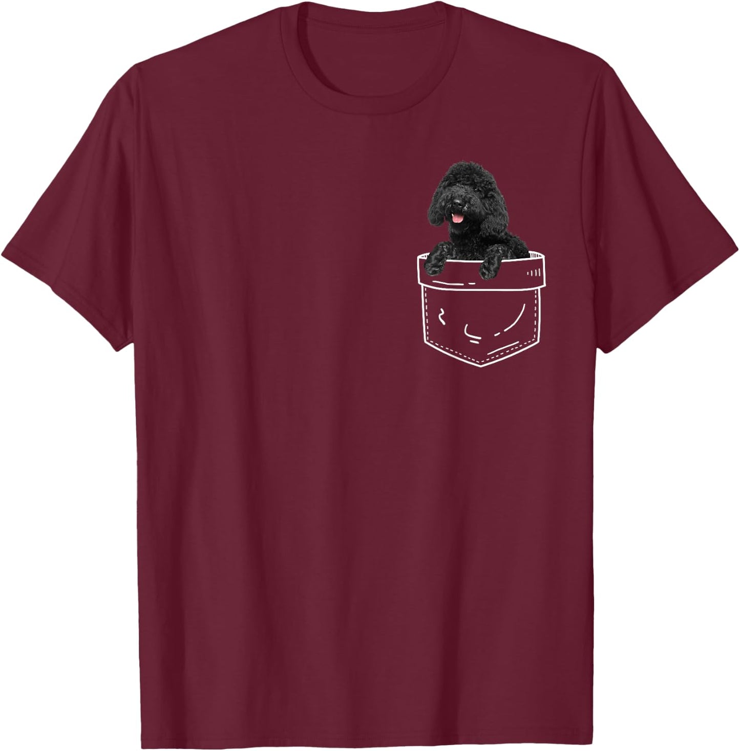 Black Labradoodle In Pocket - Labradoodle Dog Lover T-Shirt - T-Shirt | Maroon