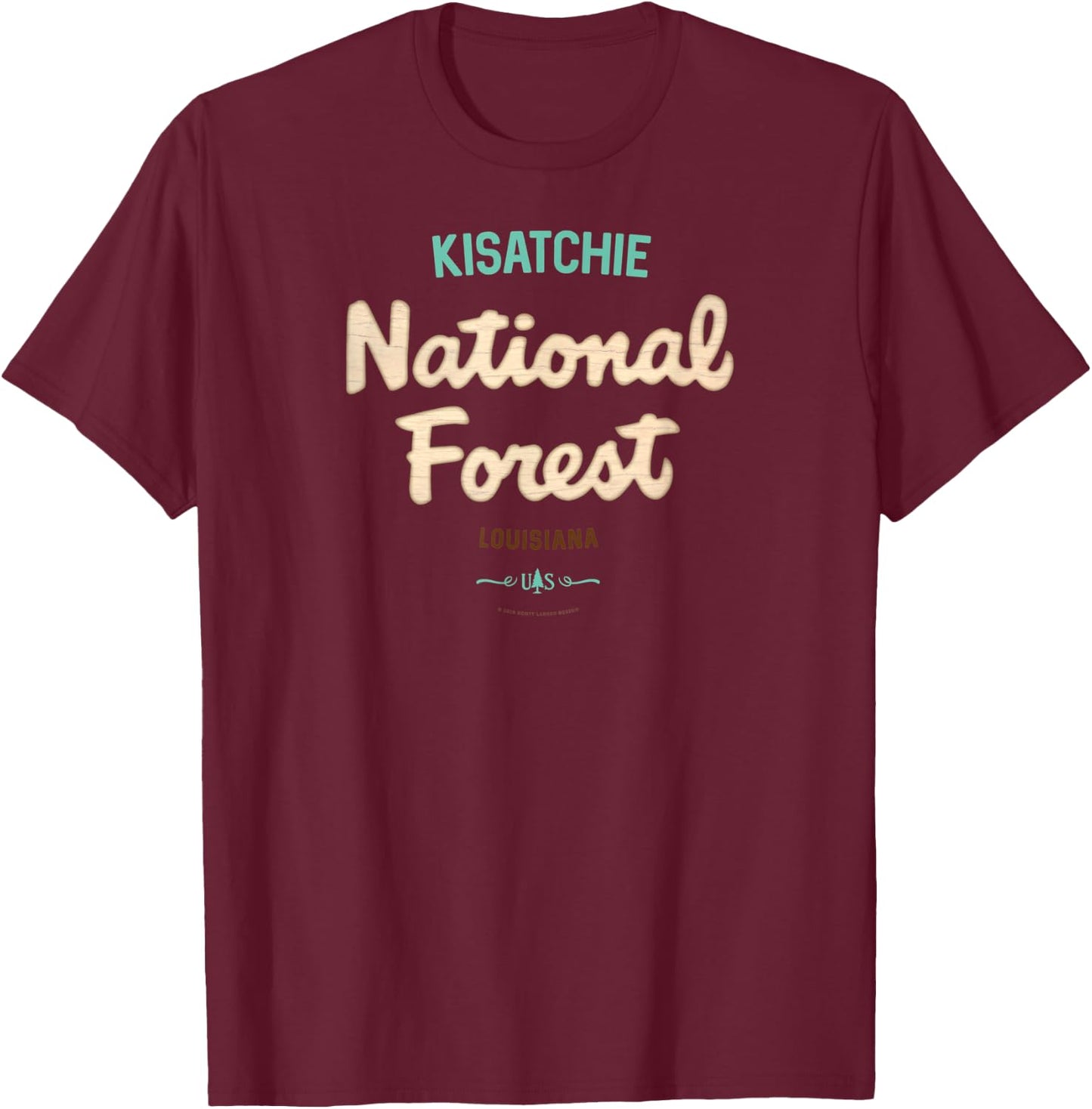 Kisatchie National Forest Louisiana USFS Script Logo T-Shirt - T-Shirt | Maroon