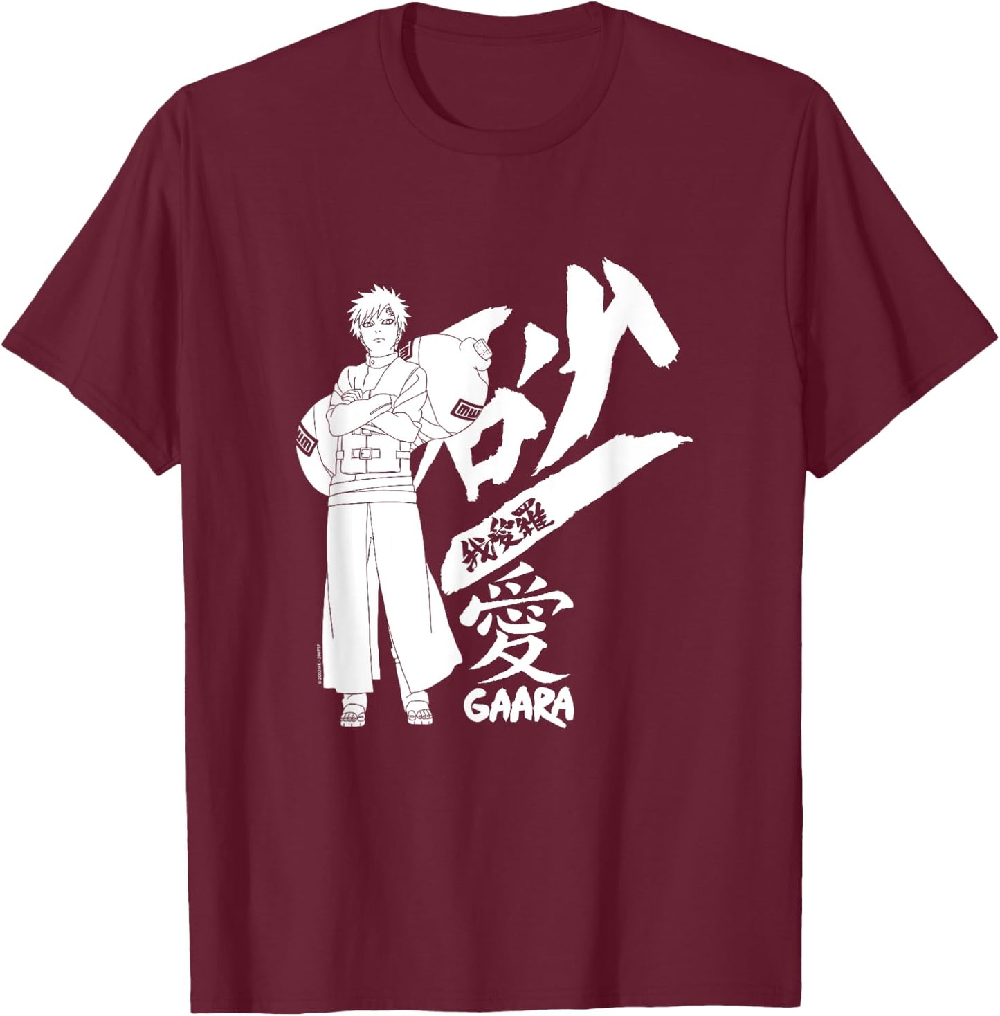 Naruto Shippuden Gaara Standing with Kanji Anime T-Shirt - T-Shirt | Maroon