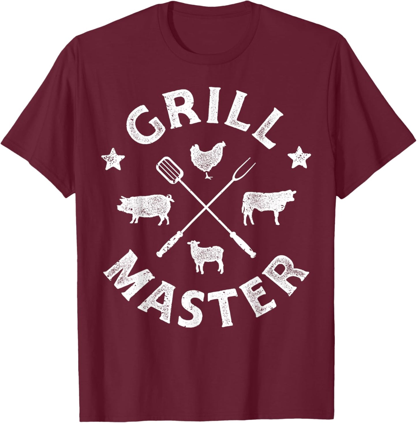 Grill Master Funny Pork BBQ Barbecue Grillmaster Men Women T-Shirt - T-Shirt | Maroon