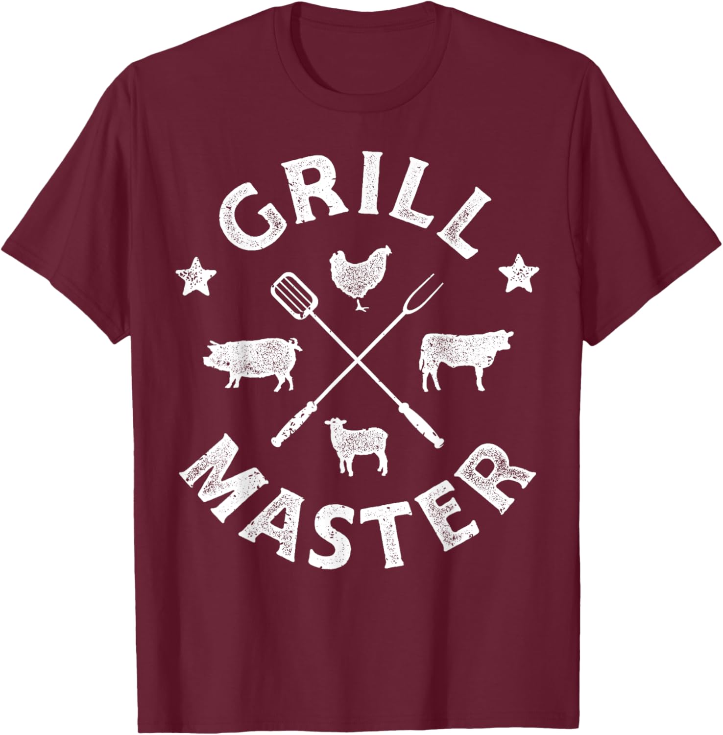 Grill Master Funny Pork BBQ Barbecue Grillmaster Men Women T-Shirt - T-Shirt | Maroon