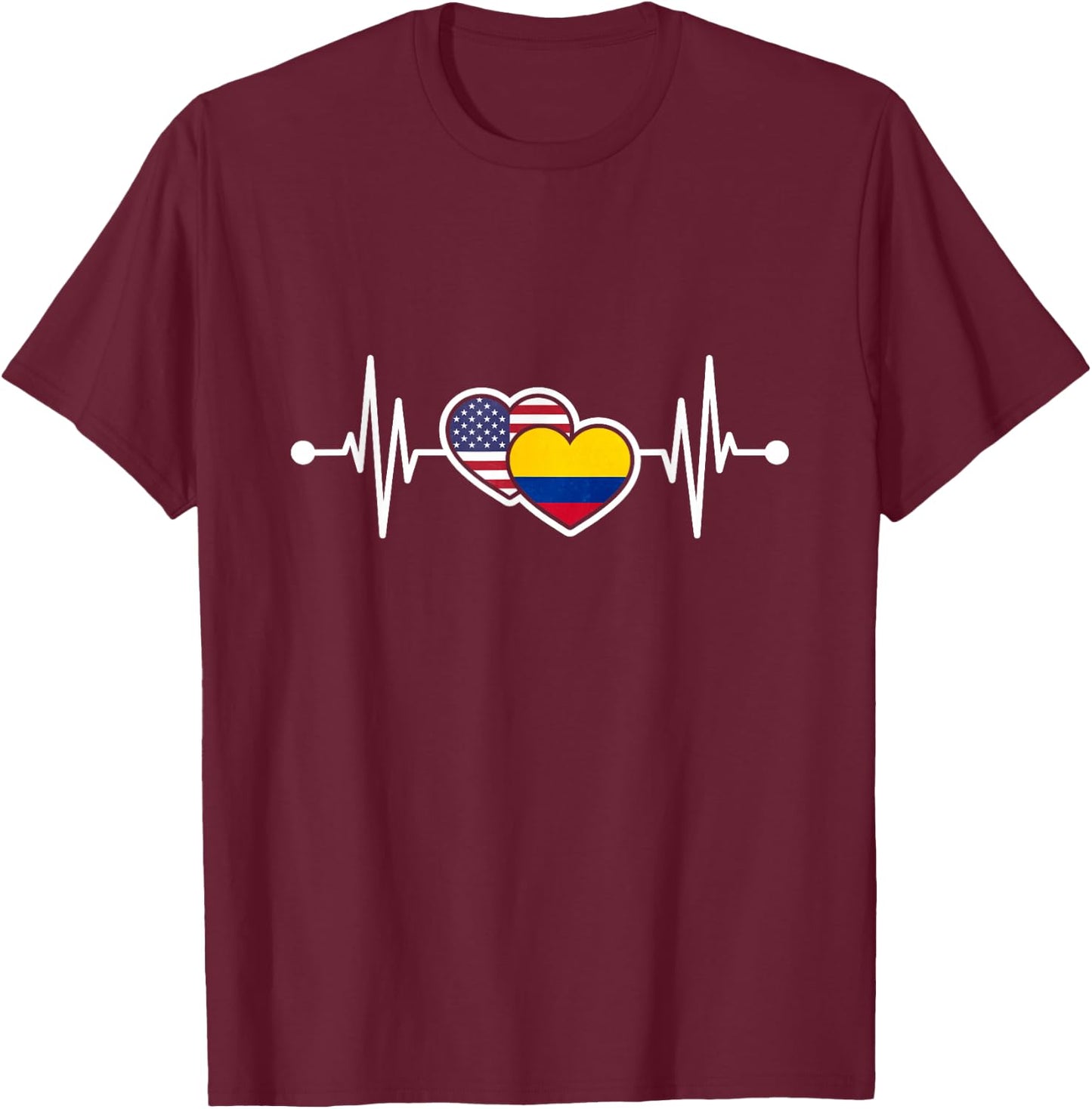 USA Heart Columbia Heartbeat Flag T-Shirt - T-Shirt | Maroon
