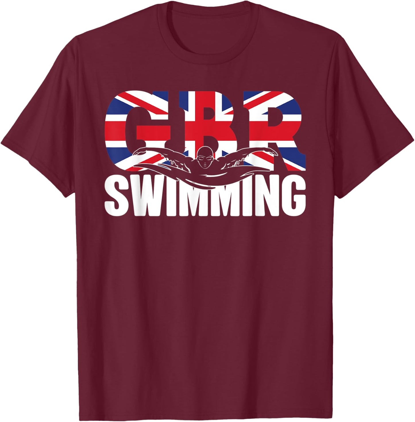 Swimming - GBR Britisch Union Flag - Water, Swimmer & Swim T-Shirt - T-Shirt | Maroon