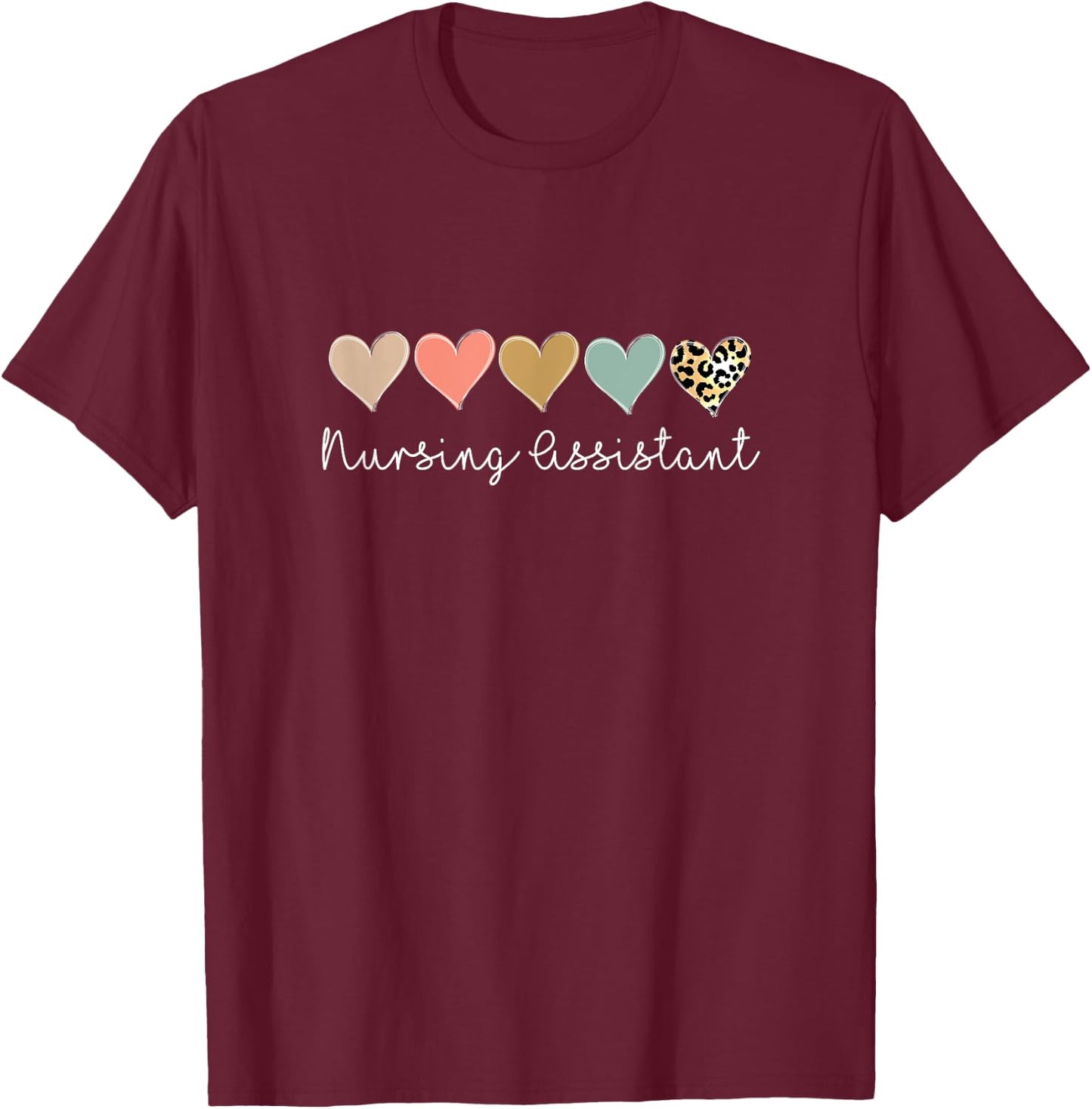Nursing Assistant, Leopard Nursing assistant & Nurses Aide T-Shirt - T-Shirt | Maroon