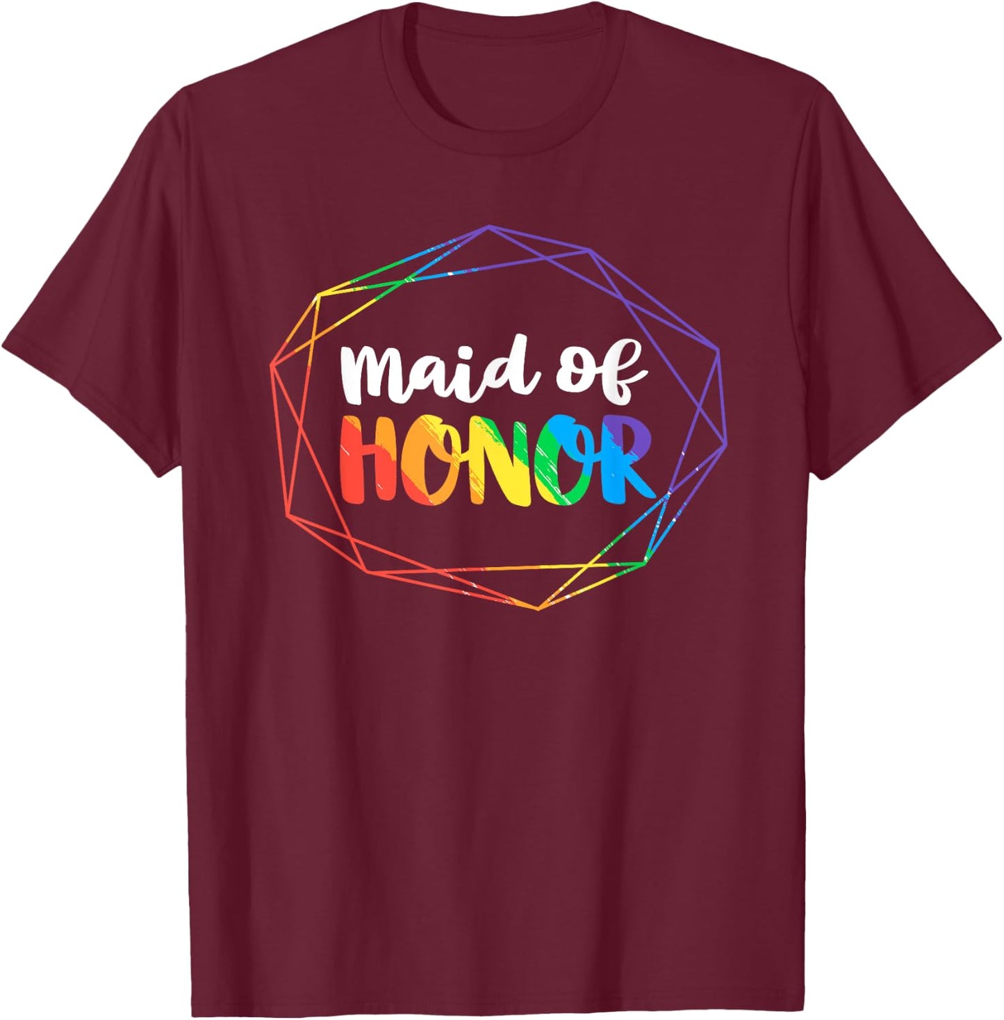 Maid of Honor Lesbian Bachelorette Party Diamond Wedding T-Shirt - T-Shirt | Maroon