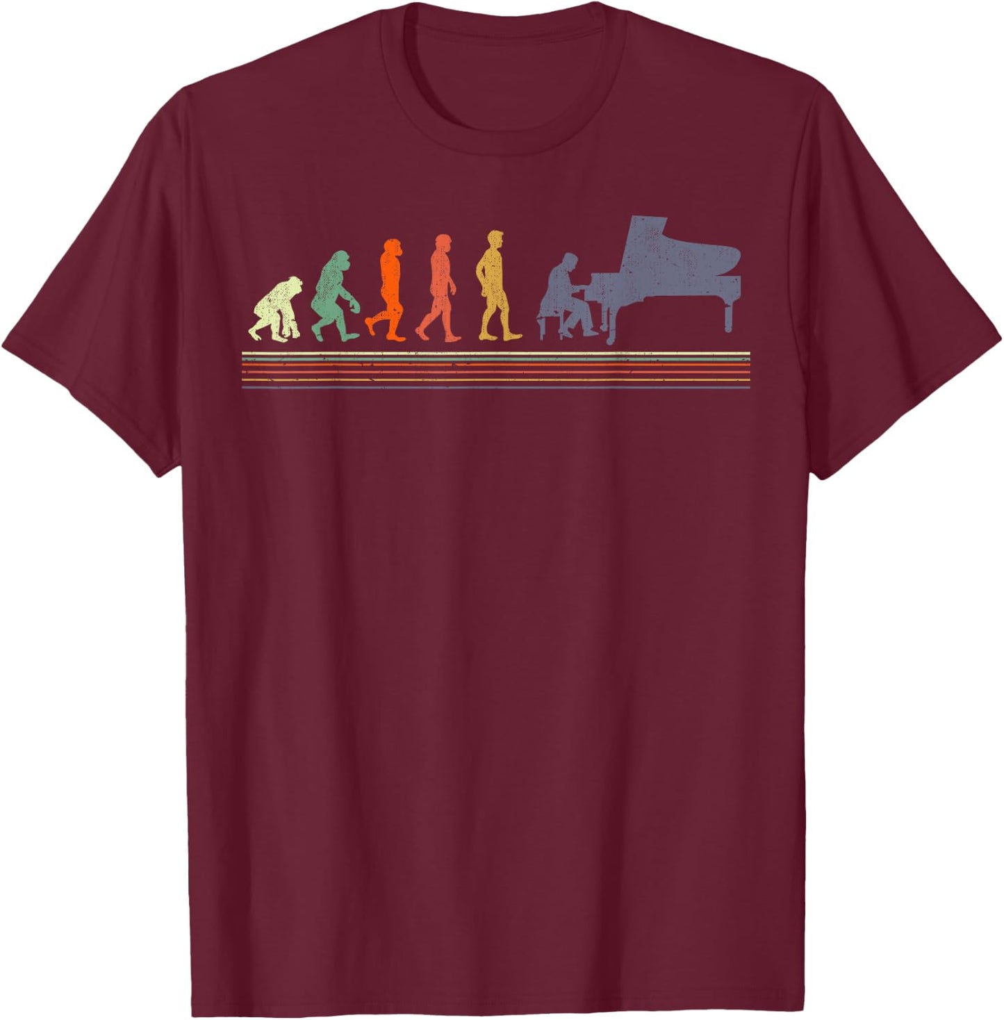 Evolution Of A Piano Player- Pianist T-Shirt - T-Shirt | Maroon