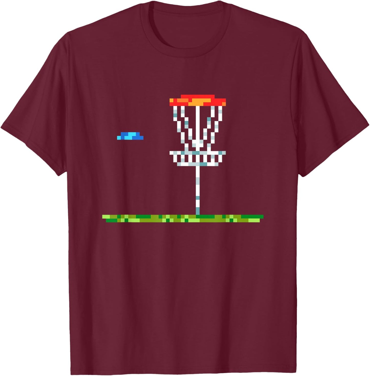 Disc Golf Men Disc Golf 8 Bit Basket T-Shirt - T-Shirt | Maroon