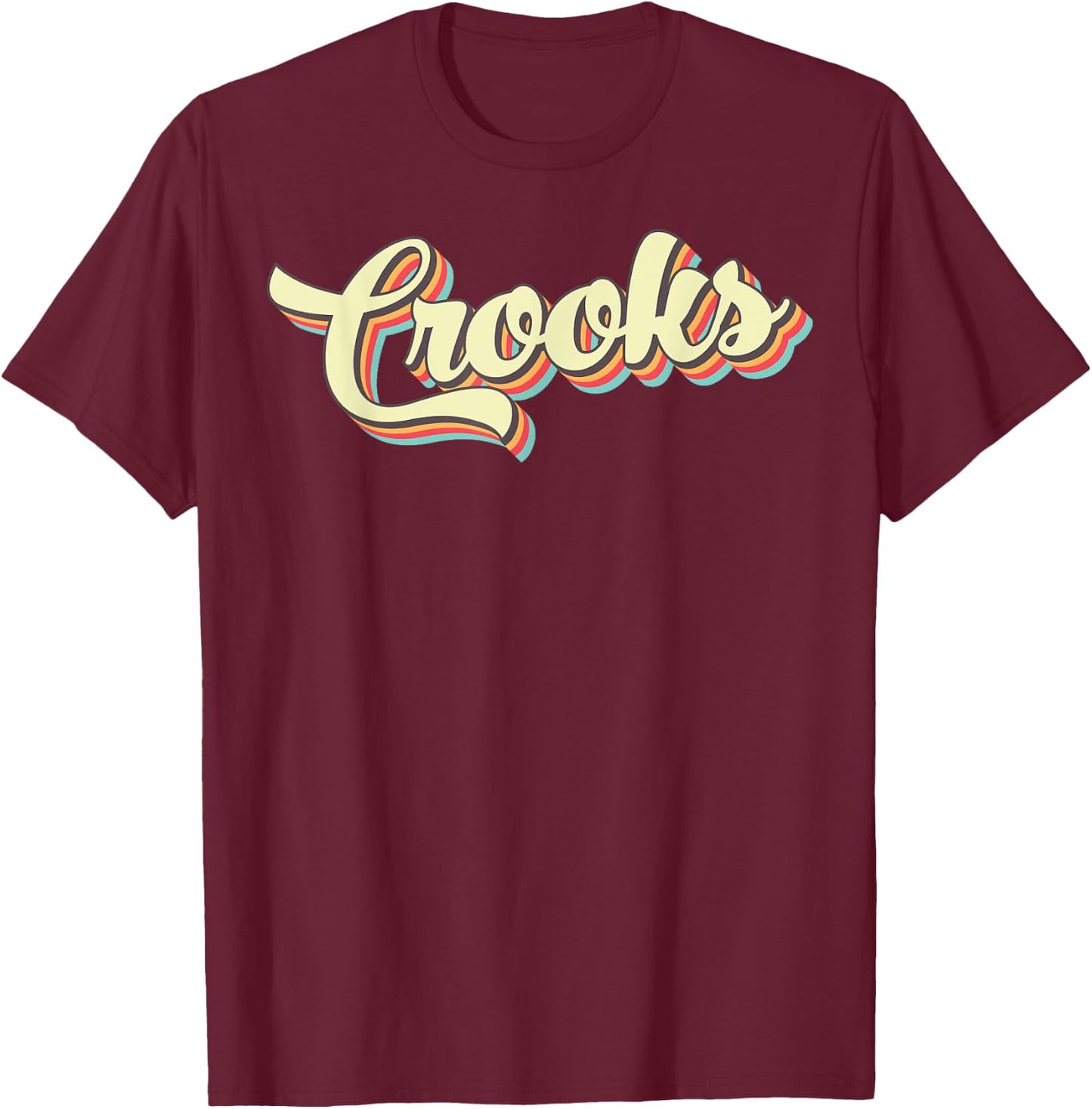 Crooks Retro Art Baseball Font Vintage T-Shirt - T-Shirt | Maroon