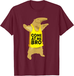 Come At Me Bro Anteater Shirts -Adults Kids Black Cartoon Modern Small Classic Fit Short Sleeve T-Shirt - T-Shirt | Maroon