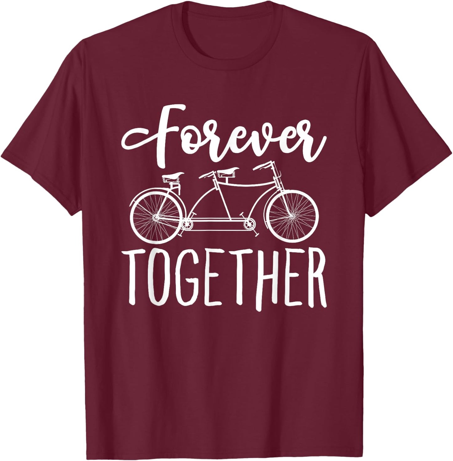 Couples Tandem Bike Matching Bicycle Tandem Bicycle Couple T-Shirt - T-Shirt | Maroon