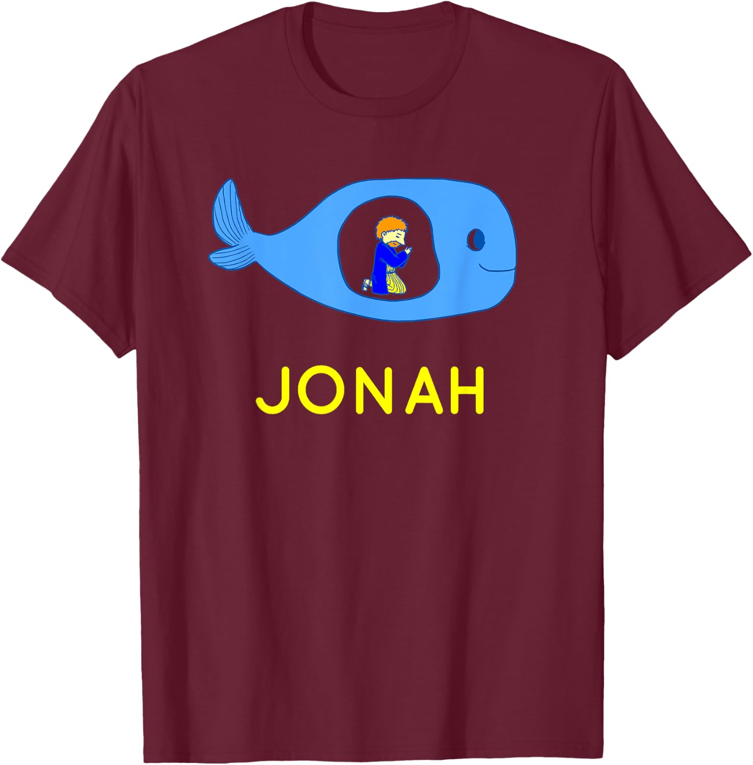 Jonah - Whale Bible Story T-Shirt - T-Shirt | Maroon