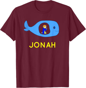 Jonah - Whale Bible Story T-Shirt - T-Shirt | Maroon