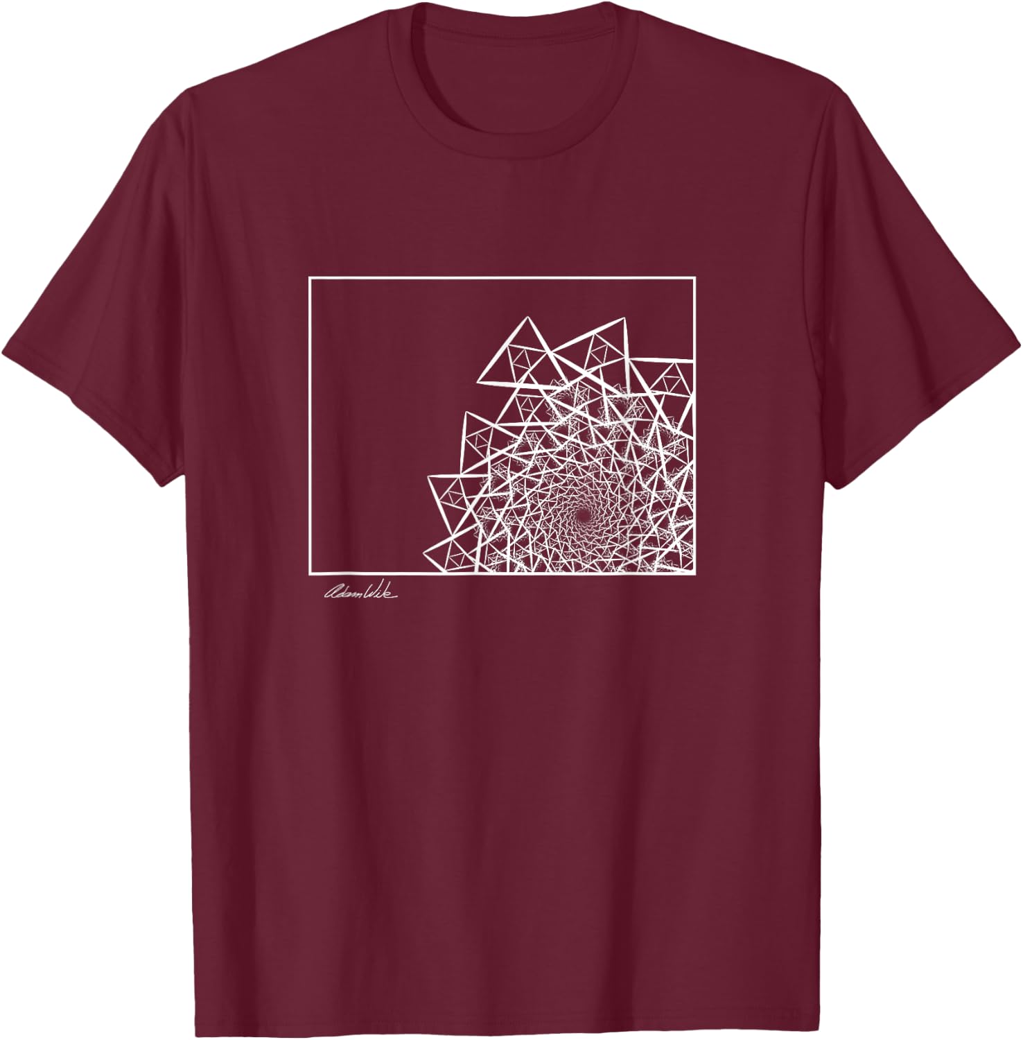 Triangle Vortex Infinite Spiral Fractal Trippy Design T-Shirt - T-Shirt | Maroon