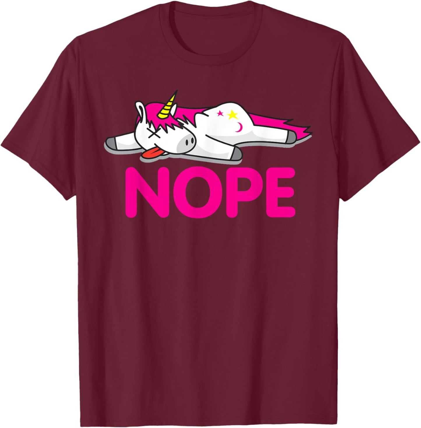Lazy Nope Unicorn | Funny Pegasus Fans Gift T-Shirt - T-Shirt | Maroon