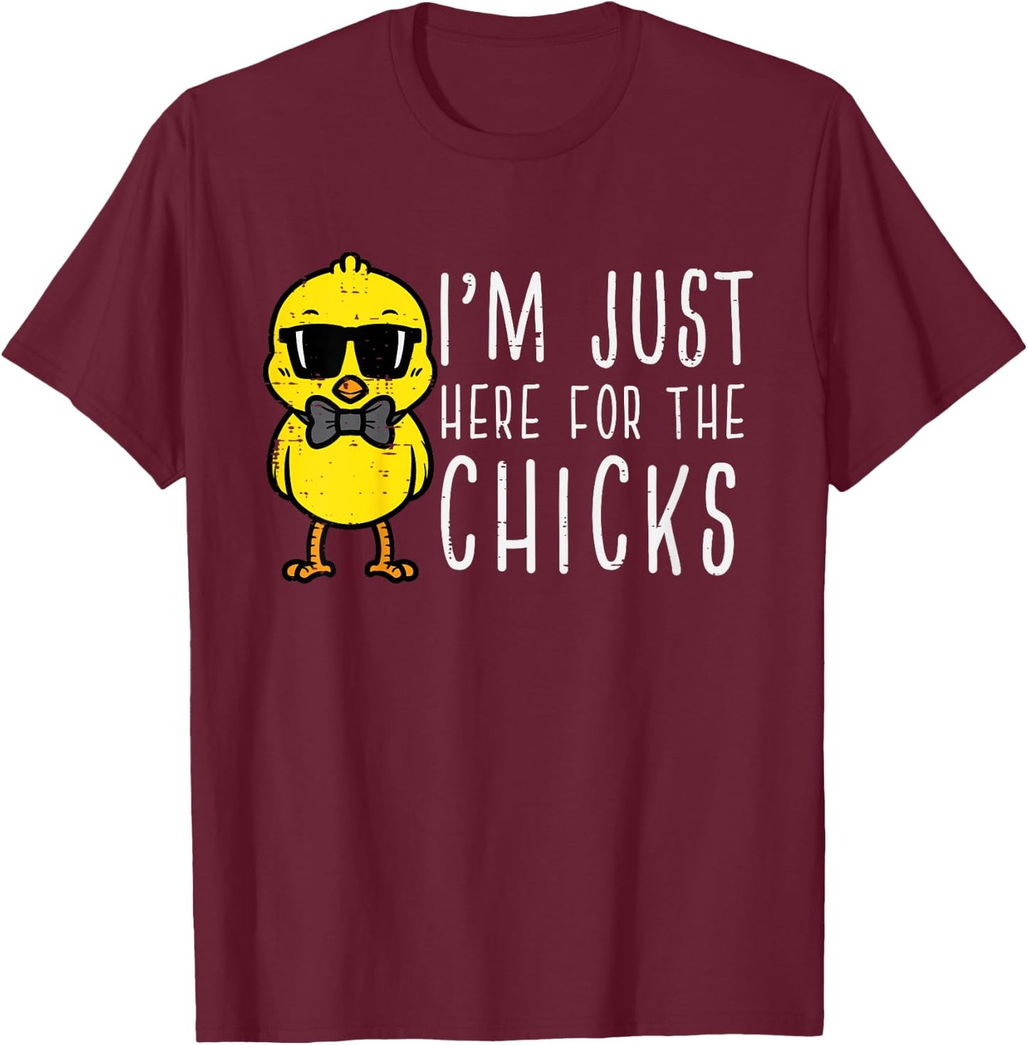 Im Just Here For The Chicks Cute Easter Boys Kids Toddler T-Shirt - T-Shirt | Maroon