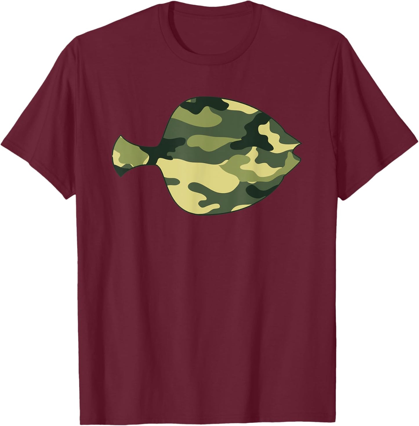 Military Flounder Camo Men Print US Food fish Veteran Gift T-Shirt - T-Shirt | Maroon