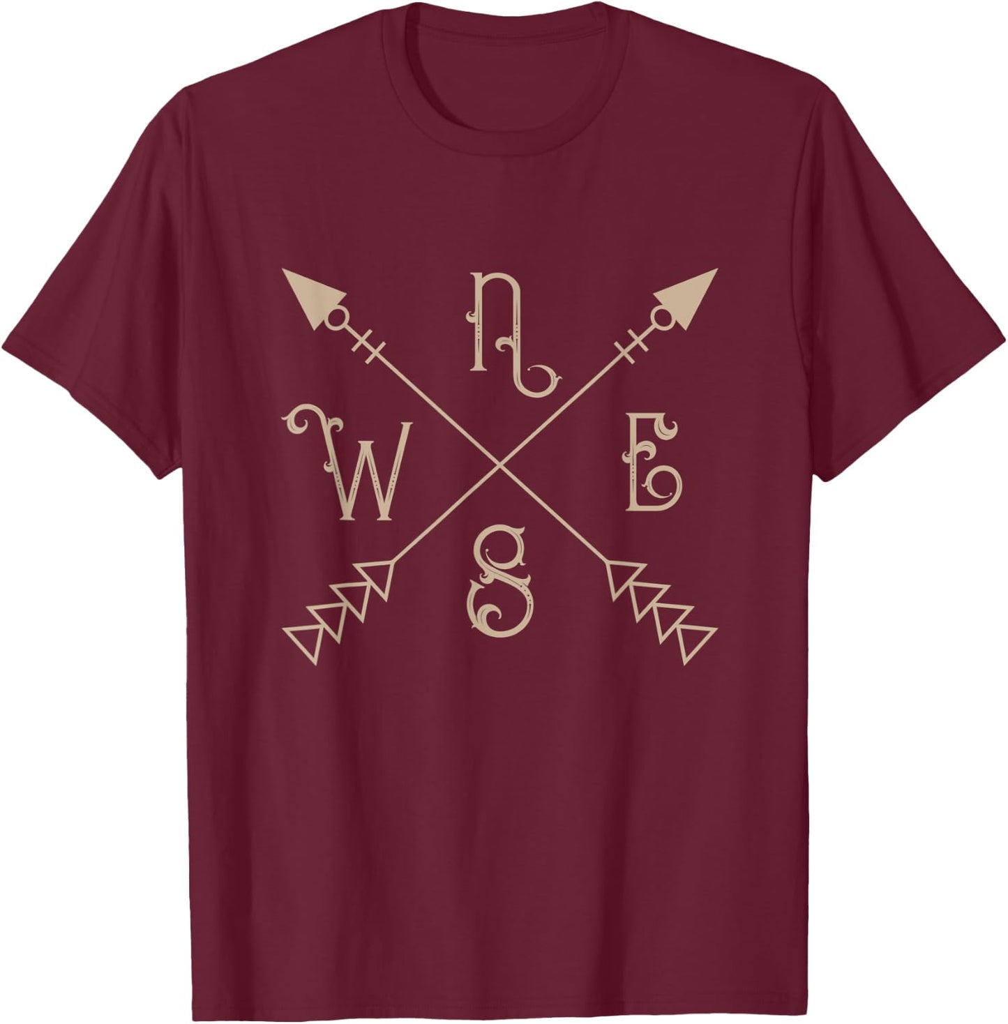 Arrow Compass Travel Outdoor Nature T-Shirt - T-Shirt | Maroon
